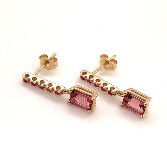 Rubellite Tourmaline Ruby Earrings 14k Gold 1.25 TCW Certified $3,950 018676 - Picture 9 of 13